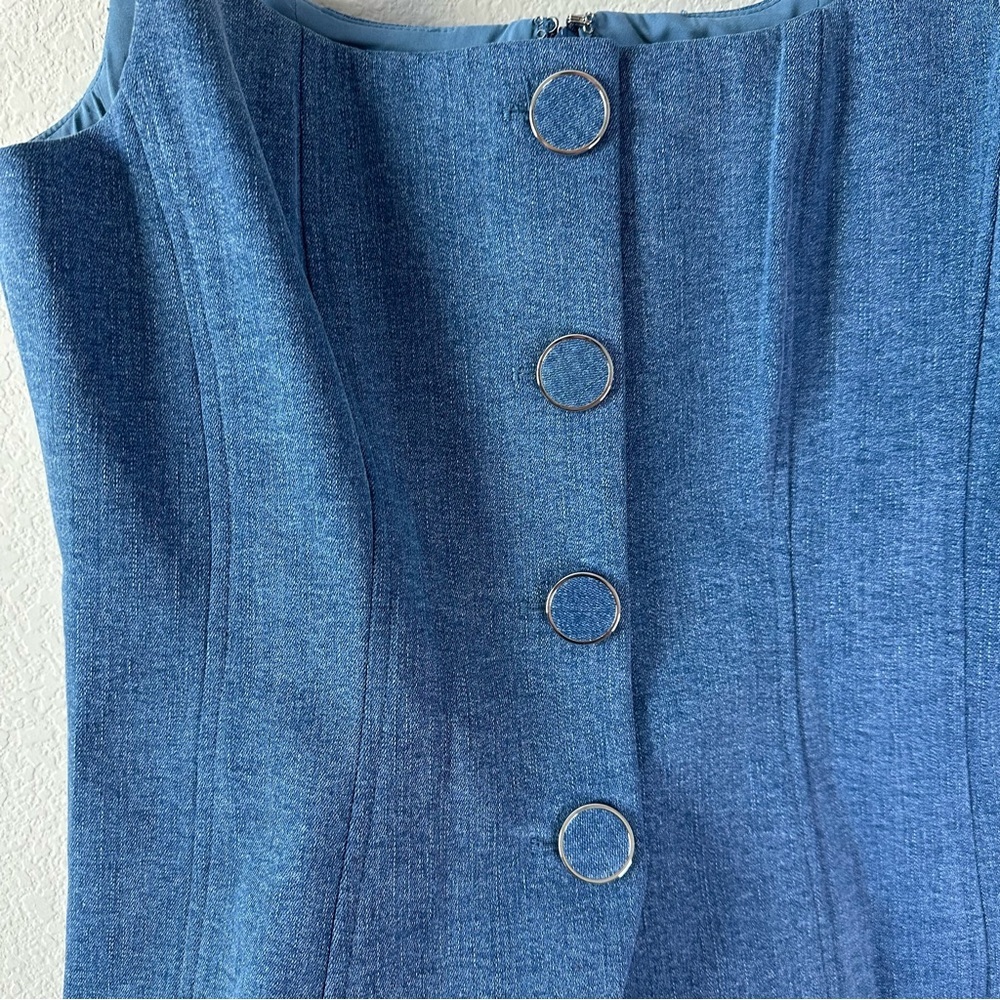 Veronica Beard Denim Liana Tailored Top in Blue SZ US 8 - Picture 4 of 8